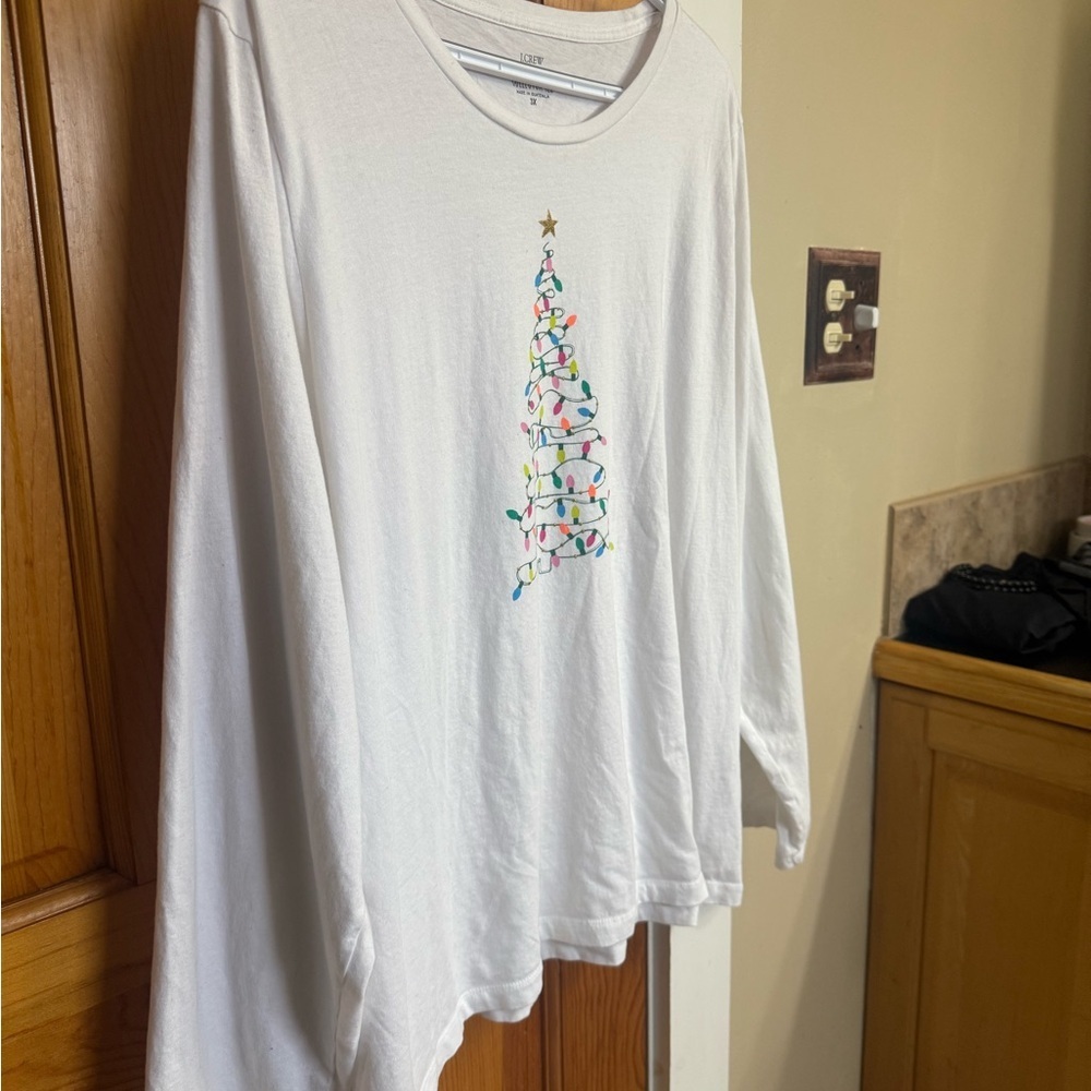 J. Crew White Festive Collector Tee Christmas Tree Long Sleeve - Picture 5 of 6